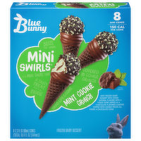 Blue Bunny Mini Swirls Frozen Dairy Dessert, Mint Cookie Crunch, 8 Each