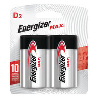 Energizer Battery, Alkaline, D, 2 Each