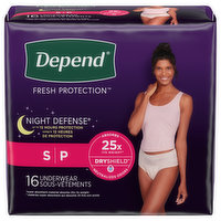 Depend Underwear, for Women, Night Defense, Small, 16 Each