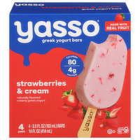 Yasso Yogurt Bars, Greek, Strawberries & Cream, 4 Pack, 4 Each
