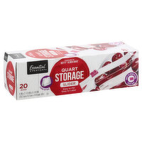 ESSENTIAL EVERYDAY Storage Bags, Slider, Quart, 20 Each