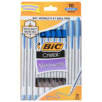 BiC Cristal Ball Pens, Xtra Smooth, Blue Ink, Medium, 10 Each