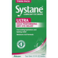 Systane  Ultra Eye Drops, Lubricant, High Performance, Twin Pack, 2 Each