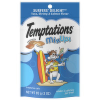 Temptations Treats for Cats, Tuna, Shrimp & Salmon Flavor, Surfers' Delight, 85 Gram