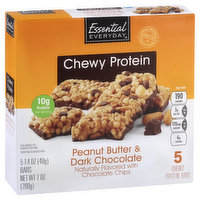 Essential Everyday Protein Bars, Chewy, Peanut Butter & Dark Chocolate, 5 Each