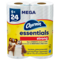 Charmin  Essentials Bathroom Tissue, Strong, Mega, 1-Ply, 6 Each