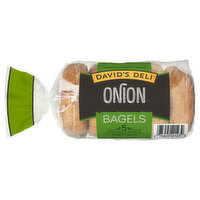 David's Deli Bagels, Presliced, Onion, 5 Each