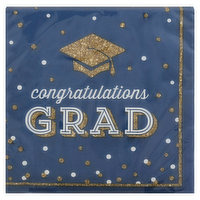 Party Creations Napkins, Glittering Grad, 2 Ply, 16 Each