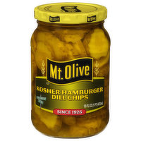 Mt Olive Pickles, Kosher Hamburger Dill Chips, 16 Fluid ounce