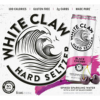 White Claw Hard Seltzer, Black Cherry, Spiked, 6 Pack, 6 Each