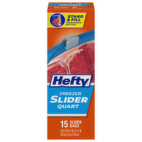 Hefty Slider Bags, Freezer, Quart, 15 Each