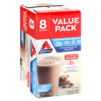 Atkins Shake, Protein-Rich, Milk Chocolate Delight, Value Pack, 8 Each