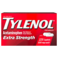 Tylenol Acetaminophen, Extra Strength, 500 mg, for Adults, Caplets, 225 Each