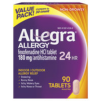 Allegra Allergy Relief, 180 mg, Tablets, Value Pack, 90 Each