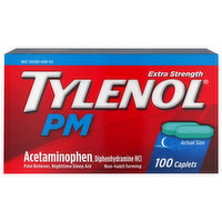 Tylenol PM Acetaminophen, PM, Extra Strength, Caplets, 100 Each