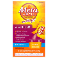 Metamucil Fiber Powder, Sugar-Free, Orange, 4-in-1, 30 Each