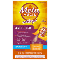 Metamucil Psyllium Fiber Supplement, Sugar-Free, Orange, On-the-Go, Packets, 30 Each