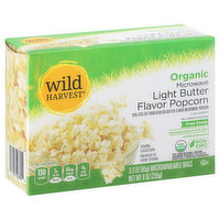 Wild Harvest Microwave Popcorn, Organic, Light Butter Flavor, 3 Each