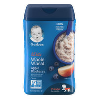 Gerber Cereal, Apple Blueberry, Whole Wheat, 8+ Months, 8 Ounce