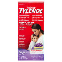 Infants' Tylenol Pain + Fever, Infants, 160 mg, Grape Flavor, 2 Fluid ounce