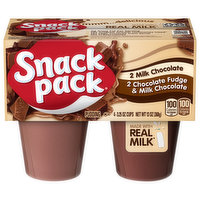 Snack Pack Milk Chocolate and Chocolate Fudge/Milk Chocolate Pudding, 4 Each