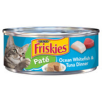 Friskies Pate Cat Food, Ocean Whitefish & Tuna Dinner, 5.5 Ounce