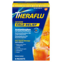 Theraflu Acetaminophen, Cold Relief, Severe, Packets, Honey Lemon, 6 Each