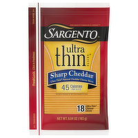 Sargento Cheese, Sharp Cheddar, Ultra Thin, Slices, 18 Each