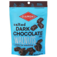 Diamond Walnuts, Dark Chocolate Flavored, Salted, 4 Ounce