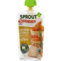 Sprout Baby Food, Organic, Garden Vegetables Brown Rice, with Turkey, 3 (8 Months & Up), 4 Ounce