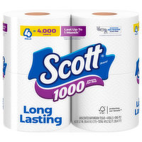 Scott Bathroom Tissue, Unscented, One-Ply, 4 Each
