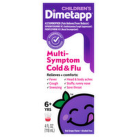 Dimetapp Cold & Flu, Multi-Symptom, Children's, Red Grape Flavor, 6+ Yrs, 4 Fluid ounce