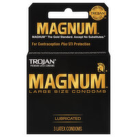 Trojan Condoms, Magnum, Large Size, 3 Each