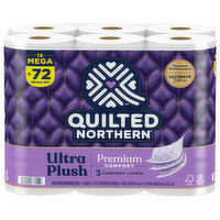 Quilted Northern Ultra Plush Bathroom Tissue, Unscented, Mega Roll, 3-Ply, 18 Each