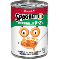 Campbell's® SpaghettiOs® A to Z's Canned Pasta with Meatballs, 15.6 Ounce