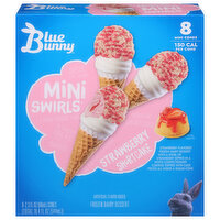 Blue Bunny Frozen Dairy Dessert, Strawberry Shortcake, Mini Cones, 8 Each