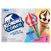 Klondike Cones! Frozen Dairy Dessert Cones, Vanilla Chillin'/Unicorn Dreamin', 8 Pack, 8 Each