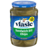 Vlasic Pickles, Sandwich Dill, Chips, 24 Fluid ounce