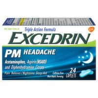 Excedrin Headache, PM, Caplets, 24 Each