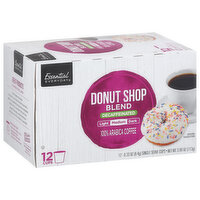 Essential Everyday Coffee, 100% Arabica, Decaffeinated, Medium Roast, Donut Shop Blend, Single Serve Cups, 12 Each