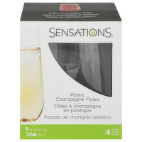 Sensations Champagne Flutes, Plastic, 9 Ounce, 4 Each