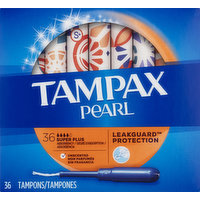 Tampax Tampons, Pearl, Super Plus Absorbency, Unscented, S+, 36 Each