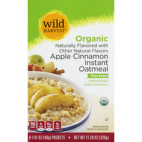 Wild Harvest Oatmeal, Instant, Organic, Apple Cinnamon, 8 Each