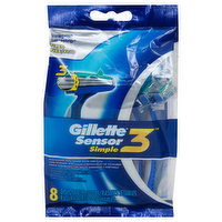 Gillette Sensor3 Razors, Disposable, Simple, 8 Each