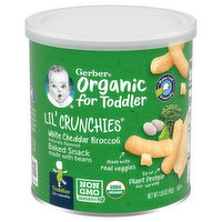 Gerber Organic for Toddler Baked Snack, White Cheddar Broccoli, Lil' Crunchies, Toddler (12+ Months), 1.59 Ounce