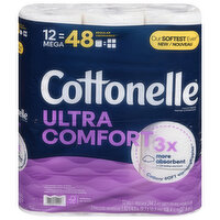 Cottonelle Toilet Paper, Ultra Comfort, Mega Roll, 2-Ply, 12 Each