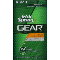 Irish Spring Deodorant Soap, Skin Hydration, Vitamin E, 6 Each