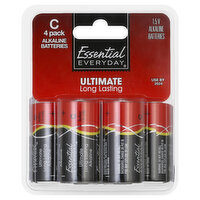 Essential Everyday Batteries, Alkaline, C, 4 Pack, 4 Each