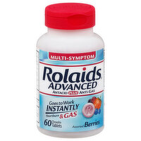 Rolaids Advanced Antacid Plus Anti-Gas, Multi-Symptom, Assorted Berries, Chewable Tablets, 60 Each