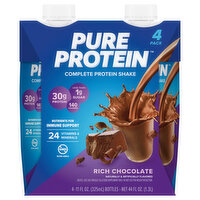 Pure Protein Protein Shake, Complete, Rich Chocolate, 4 Pack, 4 Each